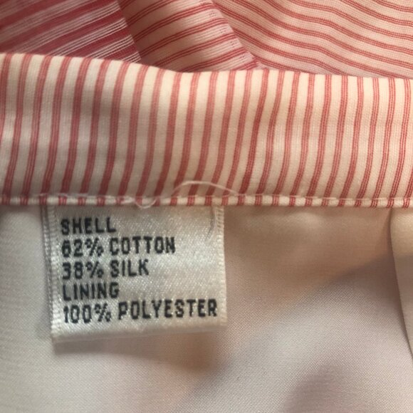 Talbots Red white Peppermint Striped Silk Blend Sheer Pleated Skirt Small 4 Cute - Picture 7 of 8